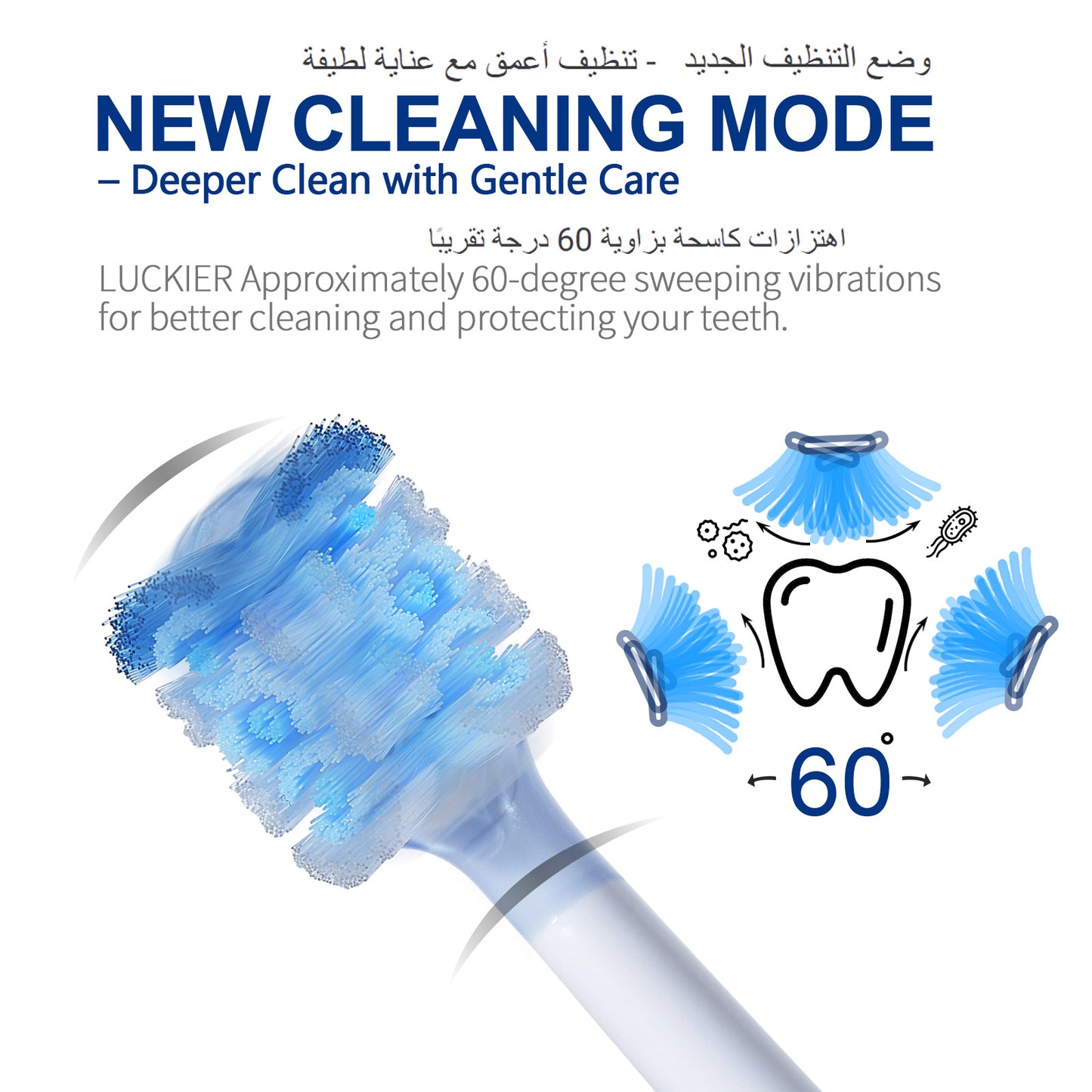Electric Toothbrush – 60° Left-Right Swinging Motion, 5 Cleaning Modes, 3 Intensity Levels, 4 Replaceable Brush Heads, IPX7 Waterproof, USB Rechargeable – for Home & Travel